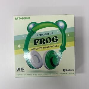 Art + Sound Frog LED Light-Up Wireless Bluetooth Headphones Kids Green NEW